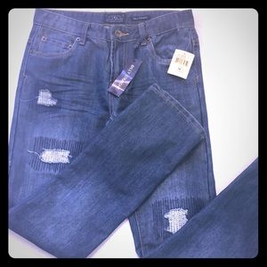 Lucky Brand Straight Patchwork Distressed Jean
